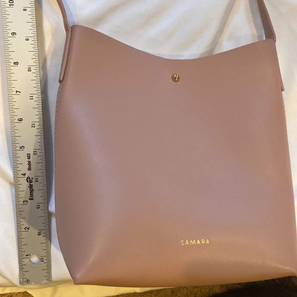 Samara Anthropologie Blush Color X body EUC, Vegan Leather gold button closure! - Picture 12 of 14